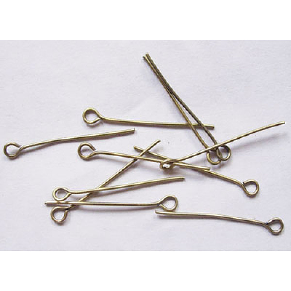 

PandaHall Iron Eye Pin, Cadmium Free & Nickel Free & Lead Free, Antique Bronze, 28x0.7mm, Hole: 2mm, about 6300pcs/750g Iron