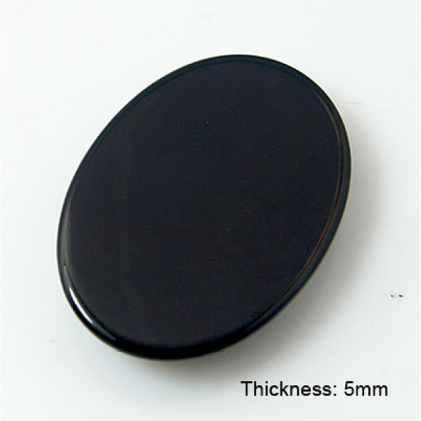 

PandaHall Natural Black Agate Cabochons, Oval, 25x18x5mm Black Agate Oval Black