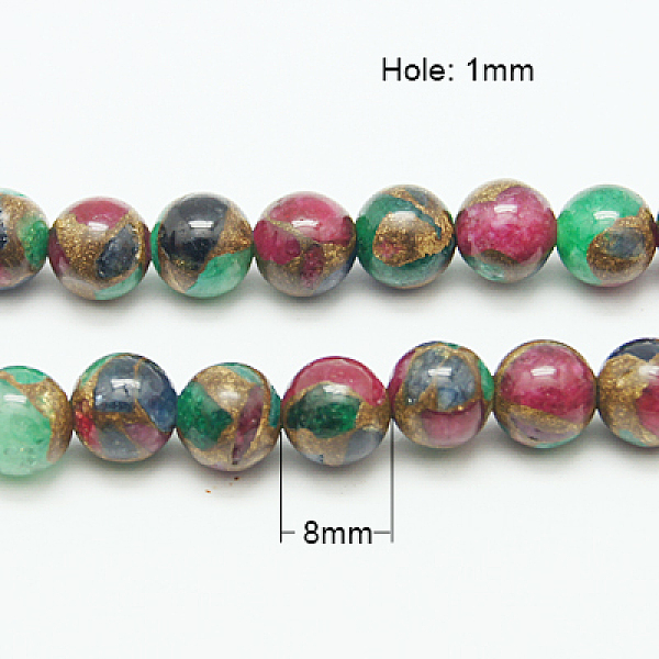 

PandaHall Synthetic Gold Clinquant Stone Beads Strands, Dyed, Round, Colorful, 8mm Gold Clinquant Stone Round