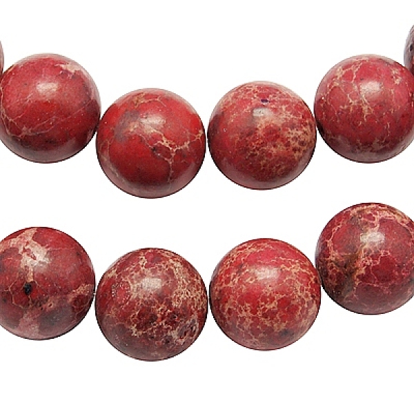 

PandaHall Synthetic Imperial Jasper Beads Strands, Dyed, Round, Red, 8mm, Hole: 1mm, about 48pcs/strand, 15.5 inch Imperial Jasper Round Red