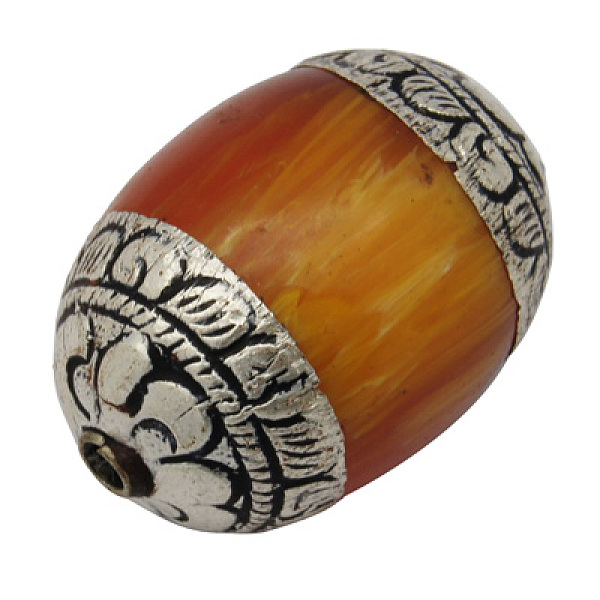 

PandaHall Beeswax Beads, with 925 Sterling Silver Bead Caps, Antique Silver, 30~33x20~23mm, Hole: 2.3mm Sterling Silver