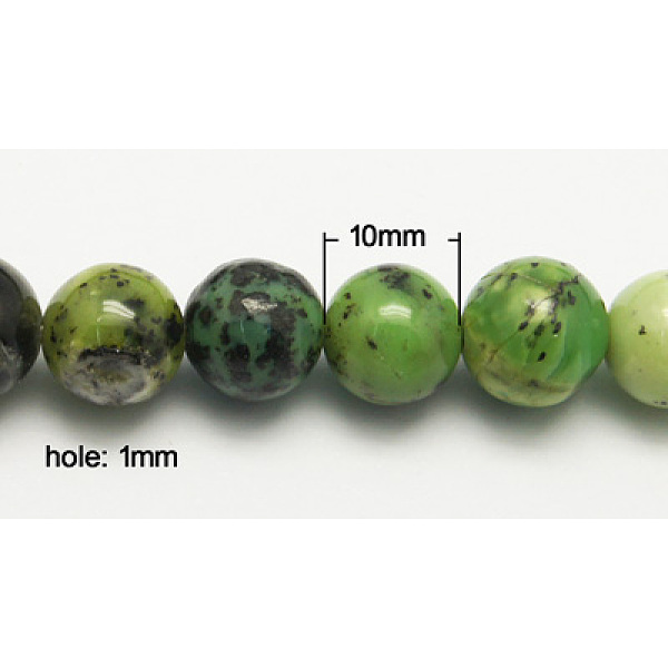 

PandaHall Natural Serpentine Beads Strands, Round, Olive Drab, Size: about 10mm in diameter, hole: 1mm, about 43pcs/strand, 16 inch..., Green