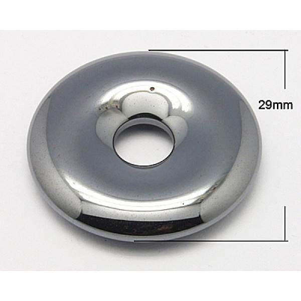 pandahall non-magnetic synthetic hematite pendants, donut/pi disc, gray, donut width: 10.5mm, 29x5mm, hole: 8mm non-magnetic hematite donut...