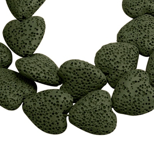

PandaHall Dyed Natural Lava Rock Bead Strands, Heart, Dark Olive Green, 20~21x20~21x7~8mm, Hole: 1mm, about 20pcs/strand, 15.55 inch Lava...