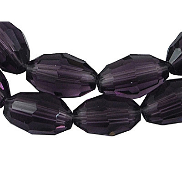 

PandaHall Glass Beads Strands, Faceted, Oval, Purple, about 8mm long, 6mm thick, hole: 1.5mm, about 72pcs/strand Glass Oval Purple