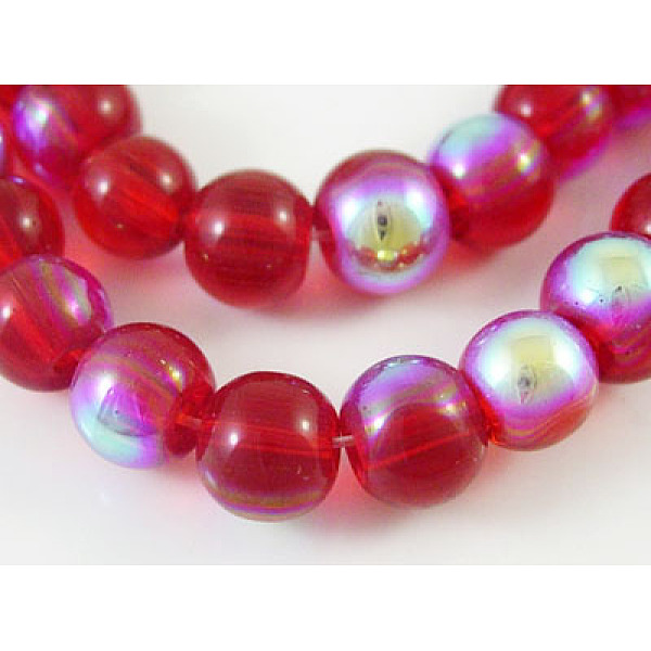 

PandaHall Round Glass Beads Strands, Red, AB Color Plated, bead: 8mm in diameter, hole: 1mm, about 14 inch/strand, about 42pcs/strand Glass...