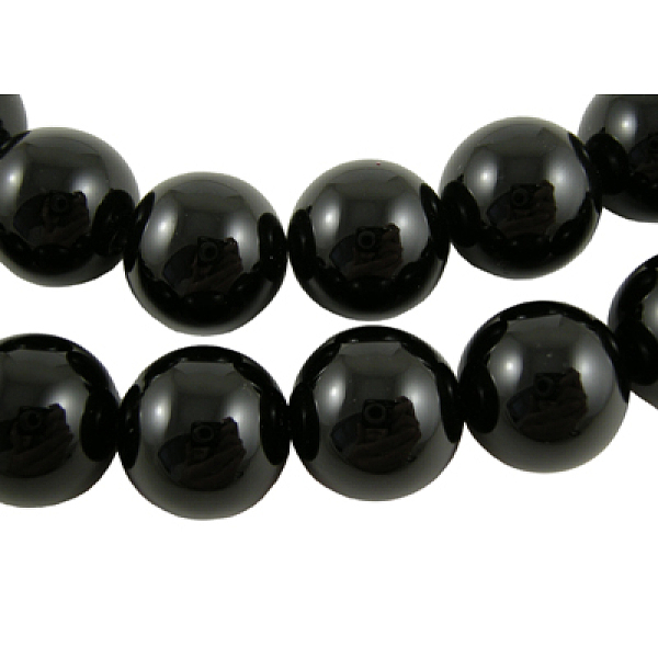 

PandaHall Natural Black Onyx Round Beads Strands, Grade A, Dyed, 16mm, Hole: 1.5mm, about 26pcs/strand, 16 inch Black Onyx Round Black