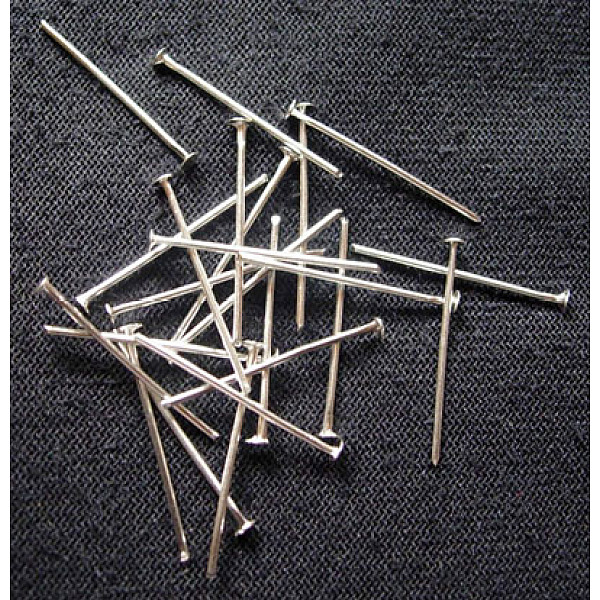 

PandaHall Iron Flat Head Pins, Cadmium Free & Lead Free, Silver, 22x0.75~0.8mm, 20 Gauge, about 9620pcs/1000g, Head: 2mm Iron