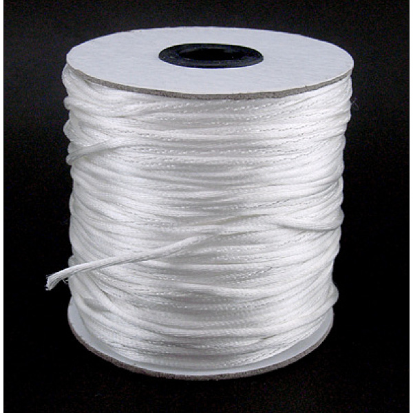 

PandaHall Nylon Thread, Rattail Satin Cord, White, 2mm, 100yards/roll(300 feet/roll) Nylon White
