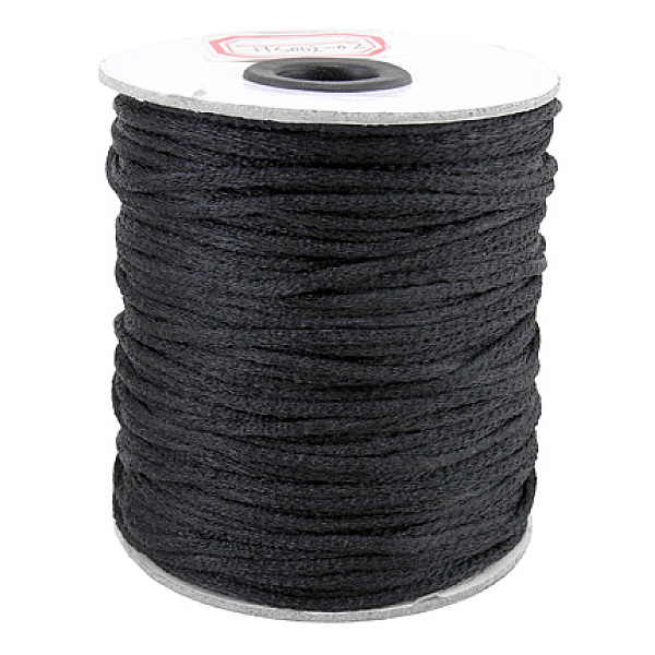 

PandaHall Nylon Thread, Rattail Satin Cord, Black, 2mm, 100yards/roll(300 feet/roll) Nylon Black