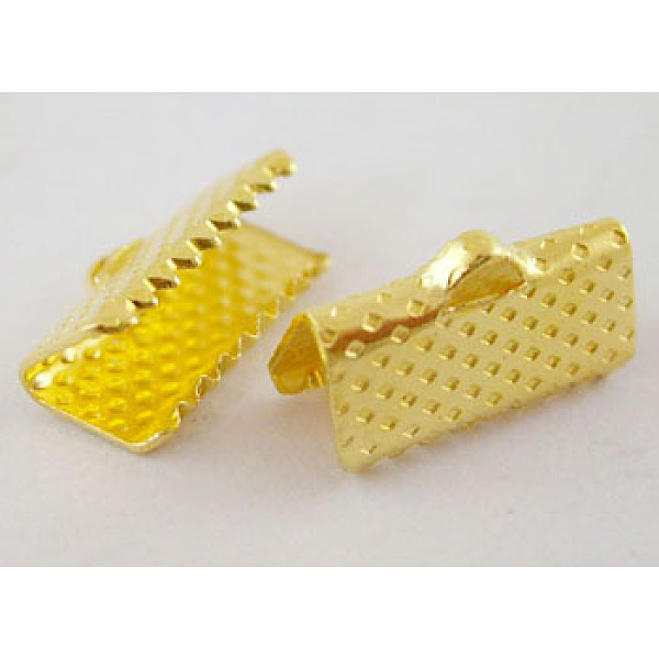 

PandaHall Iron Ribbon Crimp Ends, Nickel Free, Golden, 7x13mm, Hole: 2mm Iron