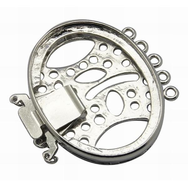 

PandaHall Brass Multi-strand Box Clasp Cabochon Settings, Oval, Platinum, 43x43x6mm, Hole: 2mm, Tray: 30x40mm Brass Oval
