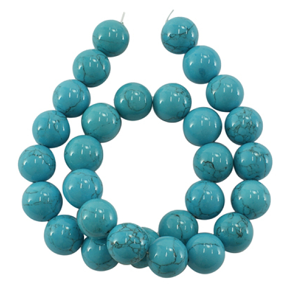 

PandaHall Synthetic Turquoise Beads, Dyed, Turquoise, Round, about 4mm in diameter, hole: 0.8mm, about 97pcs/strand, 16 inch Synthetic..., Green