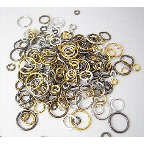 

PandaHall Brass Jump Rings, Ring, Mixed Color, 18~20 Gauge, 4~10x0.8~1.0mm, Inner Diameter: 2.4~8mm, about 4760pcs/500g Brass