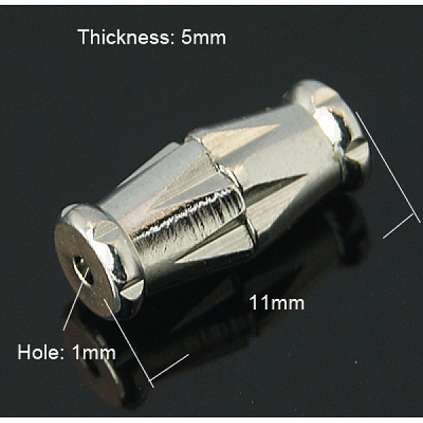 

PandaHall Brass Screw Clasps, Platinum Color, 11x5mm, Hole: 1mm Brass