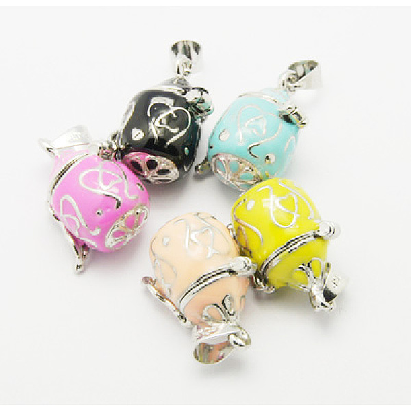 

PandaHall Brass Prayer Box Pendants, Enamel, Barrel, Platinum Color, Mixed Color, Size: about 21.5mm long, 12mm wide, 15mm thick, hole: 4mm..., Multicolor