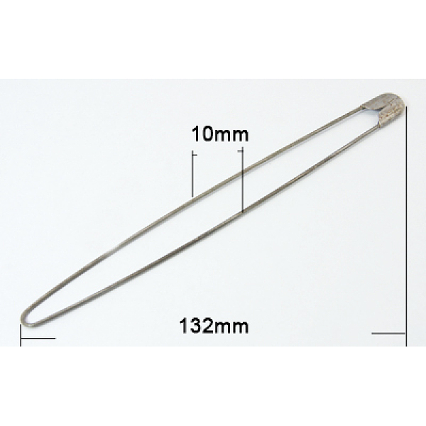 

PandaHall Iron Safety Pins, Platinum, 132x10mm, Pin: 1mm Iron
