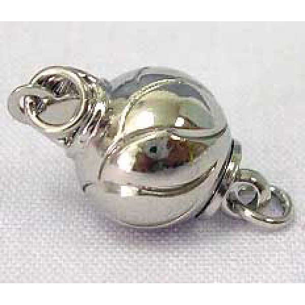 

PandaHall Platinum Plated Bead Box Clasps, Ball, 15x8mm, hole: about 2mm Brass Round