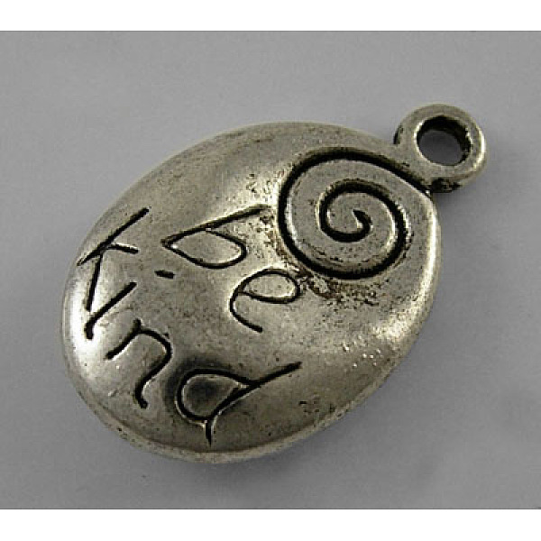 

PandaHall Tibetan Style Alloy Oval Carved Word Be Kind Message Pendants, Antique Silver, Lead Free & Cadmium Free, 20x13x5mm, Hole: 2mm...