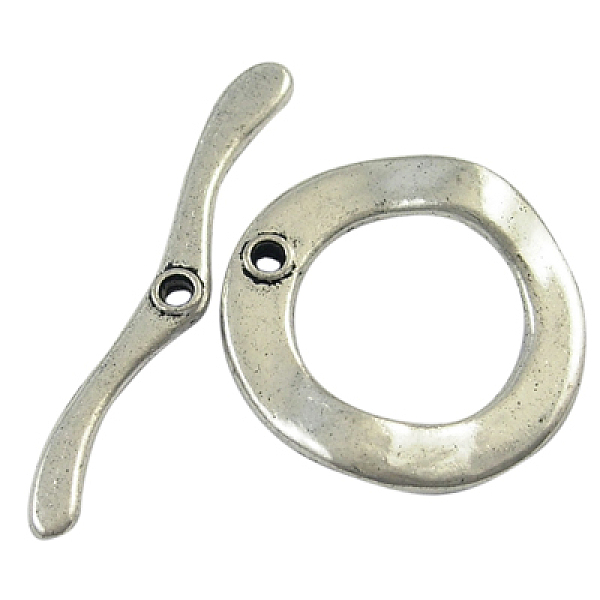

PandaHall Tibetan Style Toggle Clasps, Lead Free and Cadmium Free, Antique Silver, 47x6x30x2mm, Hole: 2mm Alloy Ring