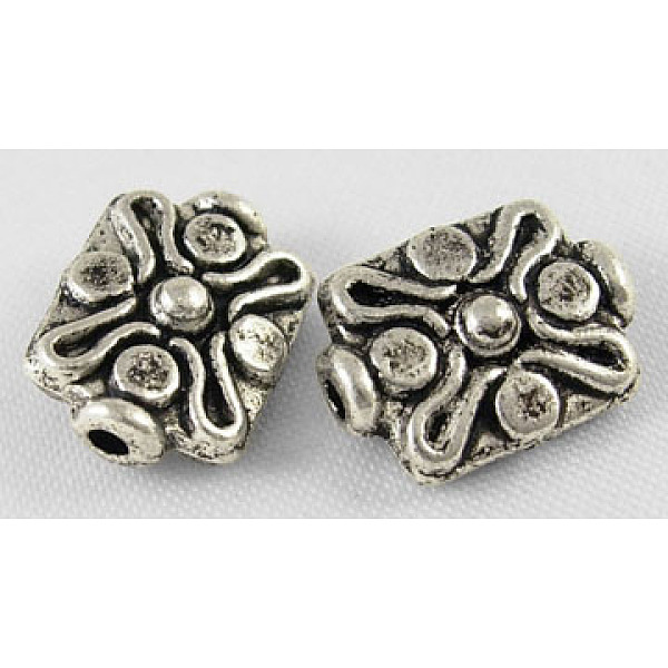 PandaHall Tibetan Style Alloy Beads, Rectangle, Antique Silver, Lead Free & Nickel Free & Cadmium Free, 12x9x4.5mm, Hole: 1mm Alloy...