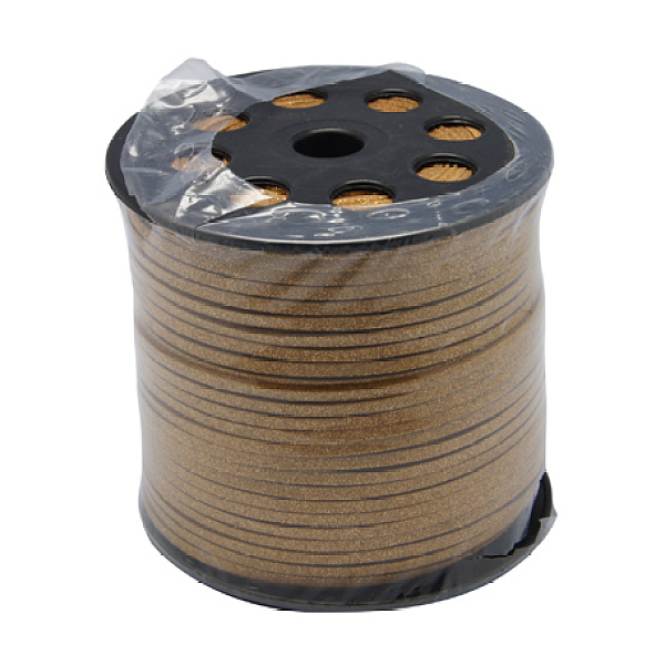 

PandaHall Korean Faux Suede Cord, Faux Suede Lace, with PU Leather, Gold, 3x1.5mm, about 100yards/roll(300 feet/roll) Faux Suede Gold