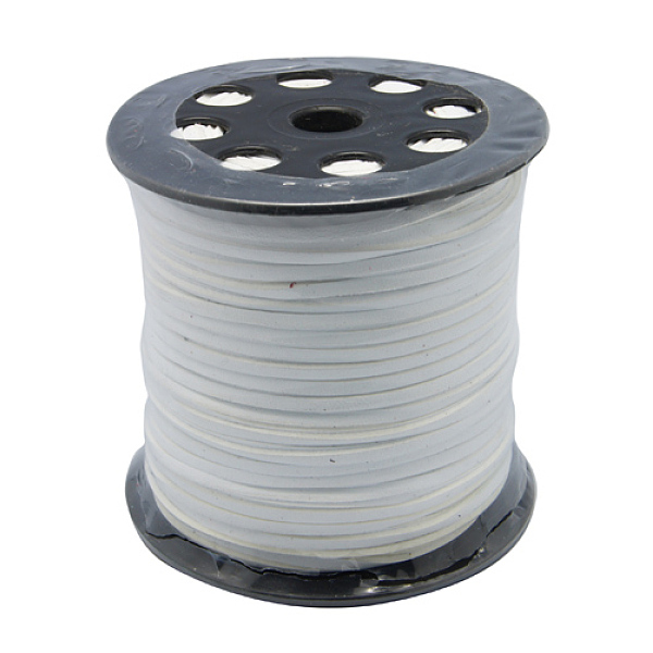 

PandaHall Korean Faux Suede Cord, Faux Suede Lace, with PU Leather, White, 3x1.5mm, about 100yards/roll(300 feet/roll) Faux Suede White