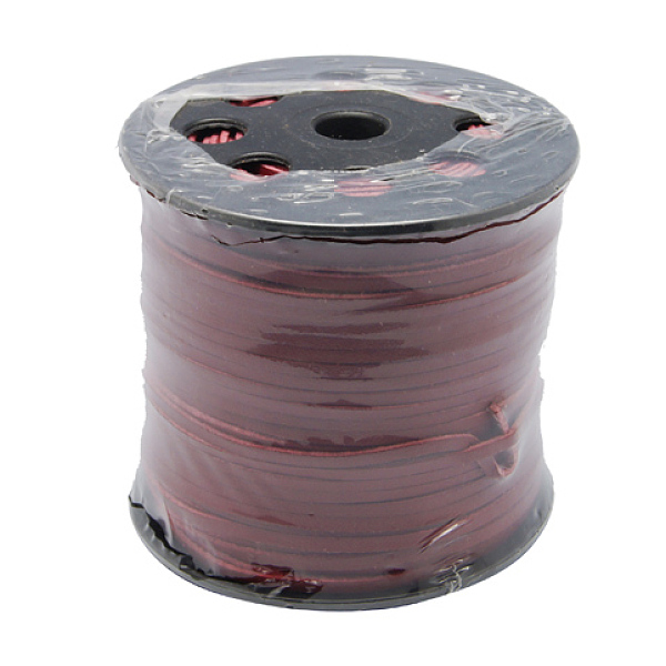 

PandaHall Korean Faux Suede Cord, Faux Suede Lace, with PU Leather, Dark Red, 3x1.5mm, about 100yards/roll(300 feet/roll) Faux Suede Red