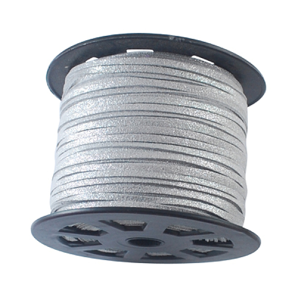 

PandaHall Faux Suede Cords, Faux Suede Lace, Silver, 3mm, about 100yards/roll Faux Suede Silver