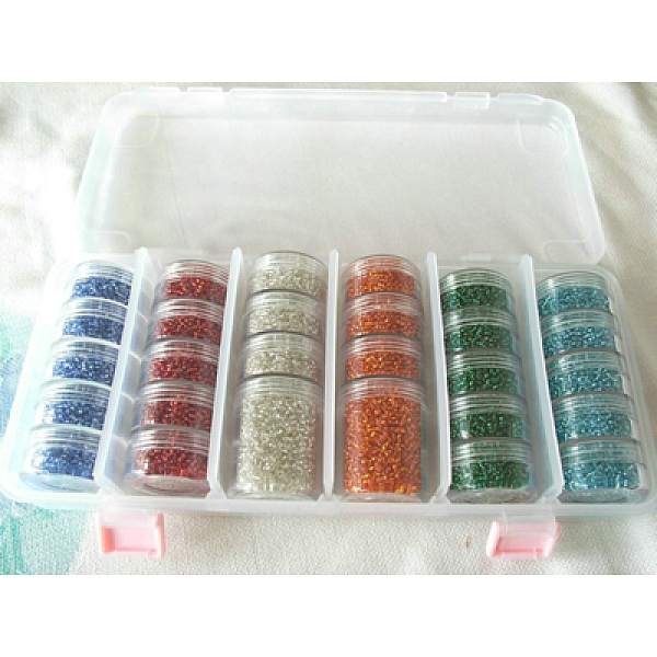 

PandaHall 4MM Mixed Color Glass Seed Beads, DIY Jewelry Making Bead Sets with Storage Box, 4mm in diameter, hole: 1.5mm, 590g/set Glass..., Clear