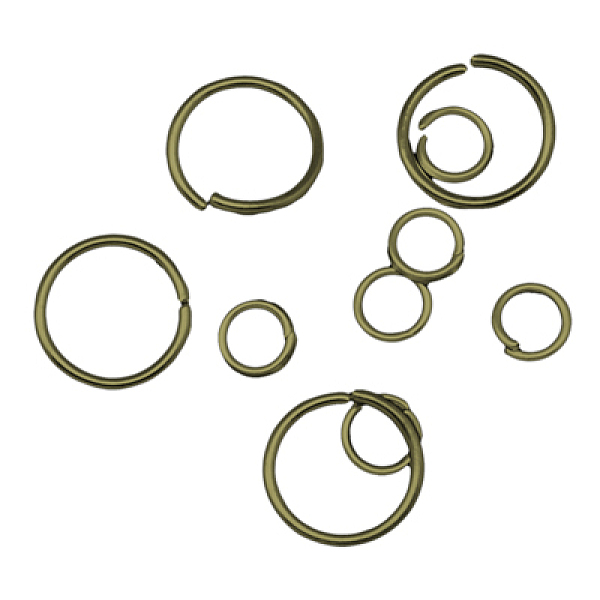

PandaHall Iron Jump Rings and Split Rings, Ring, Antique Bronze Color, 4~20x0.6~1.5mm, Inner Diameter: 2.8~17mm Iron