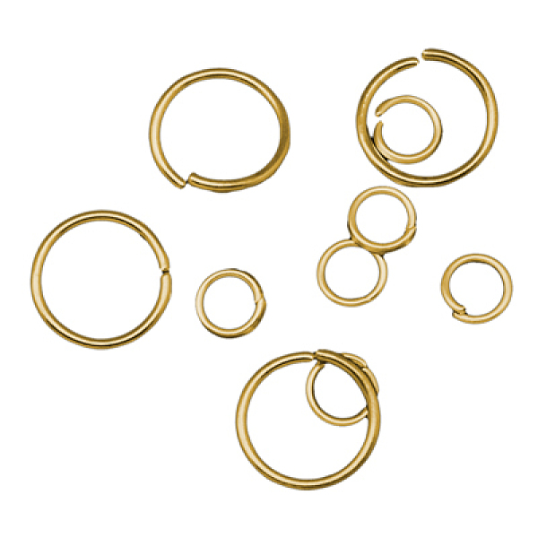 

PandaHall Iron Jump Rings and Split Rings, Ring, Nickel Free, Round, Golden Color, 4~20x0.6~1.5mm, Inner Diameter: 2.8~17mm Iron