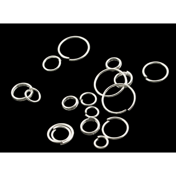 

PandaHall Iron Jump Rings and Split Rings, Ring, Silver Color Plated, 4~20x0.6~1.5mm, Inner Diameter: 2.8~17mm Iron