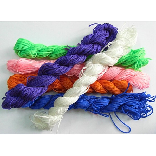 

PandaHall Nylon Thread, Nylon Jewelry Cord for Custom Woven Bracelets Making, Mixed Color, 1mm, 28m/batch Nylon Multicolor