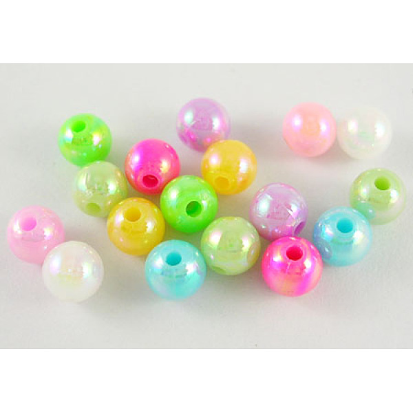 

PandaHall Eco-Friendly Poly Styrene Acrylic Beads, AB Color Plated, Round, Mixed Color, 5mm, Hole: 1mm, about 7500pcs/500g Acrylic Round..., Multicolor