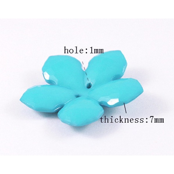 

PandaHall Colorful Acrylic Buttons, Large Buttons, Two Drilled Hole, Faceted, Flower, Deep Sky Blue, Size: about 40mm in diameter, 7mm thick...