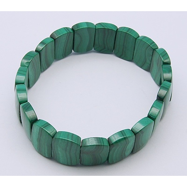 

PandaHall Stretchy Gemstone Bead Bracelets, Natural Malachite, Grade A, Square, 53mm Malachite Green