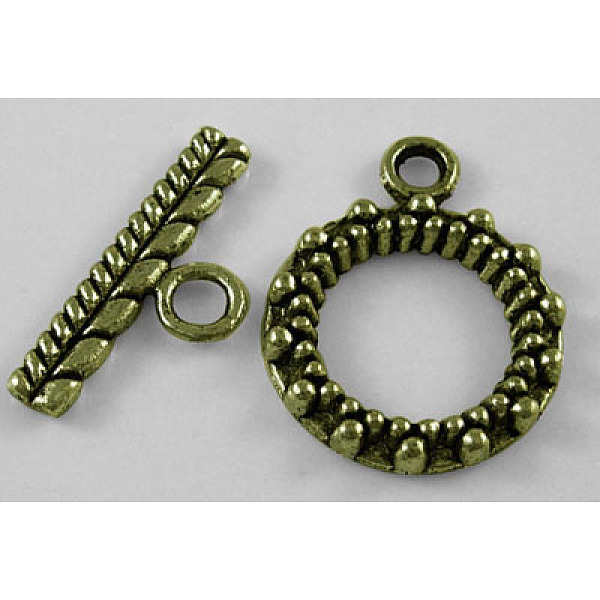 

PandaHall Tibetan Style Alloy Toggle Clasps, Cadmium Free & Nickel Free & Lead Free, Antique Bronze, 20x15mm, Hole: 8mm Alloy Ring