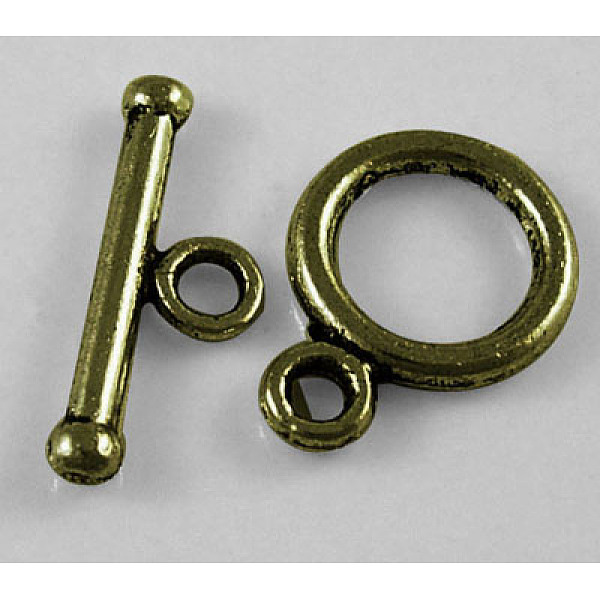 

PandaHall Tibetan Style Alloy Toggle Clasps, Cadmium Free & Nickel Free & Lead Free, Ring, Antique Bronze, 14x10mm, Hole: 2mm Alloy Ring