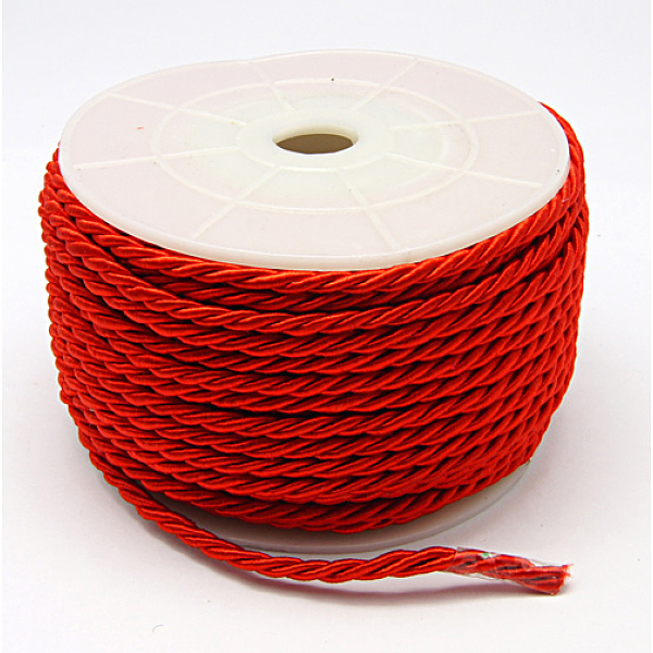 

PandaHall Polyester Cord, Twisted Cord, Red, 3mm, 20yards/roll Polyester Red