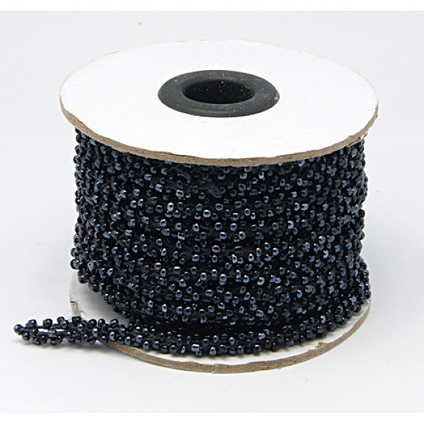 

PandaHall Seed Beads Cord, Glass, Black, 6mm, about 10.93 yards(10m)/roll Seed Beads Black