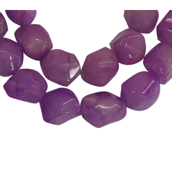 

PandaHall Natural White Jade Beads Strands, Faceted Nuggets, Dyed, about 8mm wide, 10mm long, hole: 1mm, 47 pcs/strand, 15.5 inch White Jade..., Purple