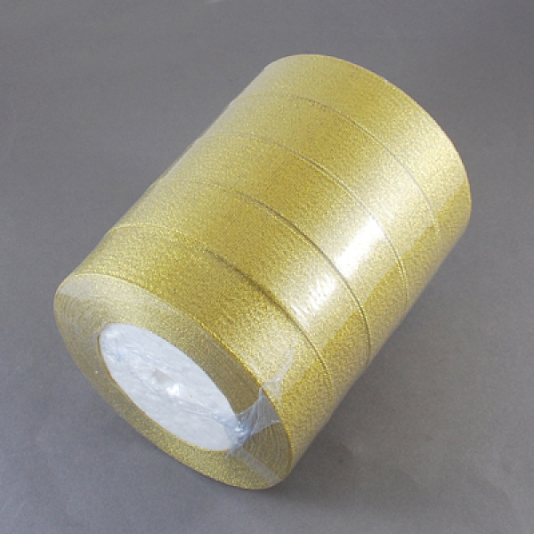 

PandaHall Glitter Metallic Ribbon, Sparkle Ribbon, DIY Material for Organza Bow, Double Sided, Goldenrod, 1 inch(25mm), 25yards/roll..., Gold
