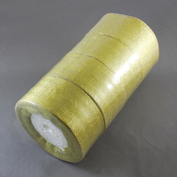 

PandaHall Glitter Metallic Ribbon, Sparkle Ribbon, DIY Material for Organza Bow, Double Sided, Goldenrod, 2 inch(50mm), 25yards/roll..., Gold