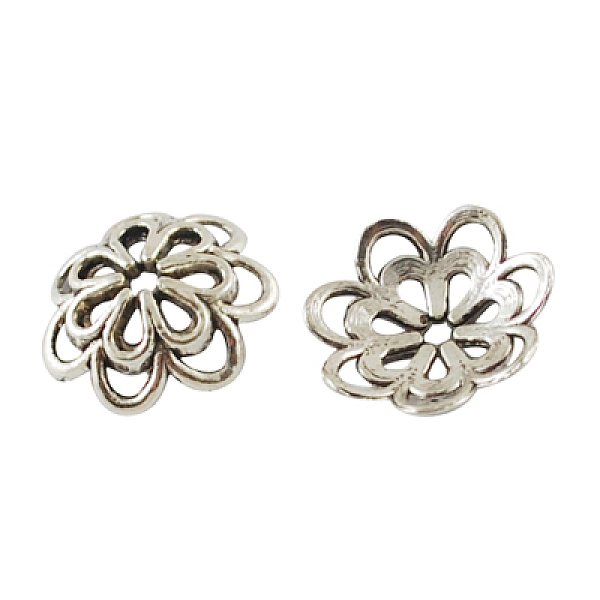 

PandaHall Alloy Fancy Bead Caps, Cadmium Free & Lead Free & Nickel Free, Flower, Antique Silver, 14x4mm, Hole: 2mm Alloy