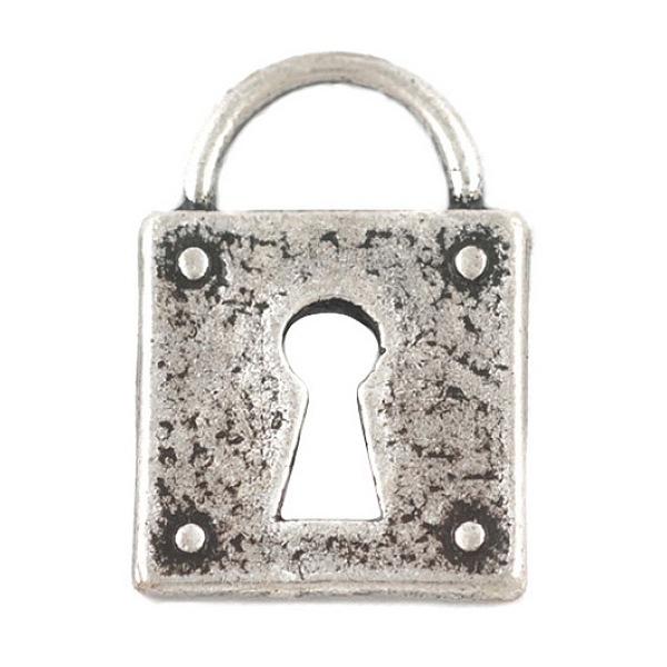 

PandaHall Metal Alloy Pendants, Lead Free and Cadmium Free, Padlock, Platinum, 15x11x1mm, Hole: 5mm Alloy Lock