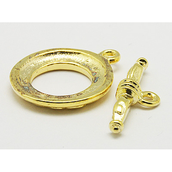 

PandaHall Brass Toggle Clasps, Golden, Ring: 16.5x21mm, hole: 1mm, Bar: 21mm, hole: 1.5mm. Brass Ring