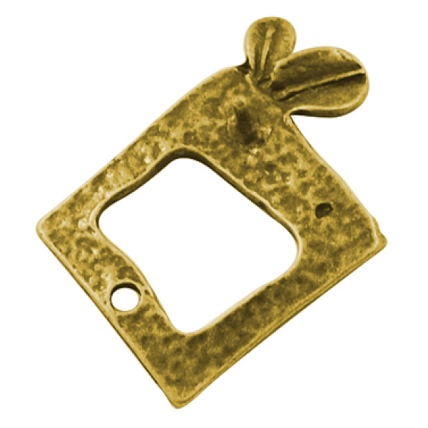 PandaHall Alloy Pendants, Cadmium Free & Nickel Free & Lead Free, Square, Antique Golden, 24x17x1.5mm, Hole: 2mm Alloy Square