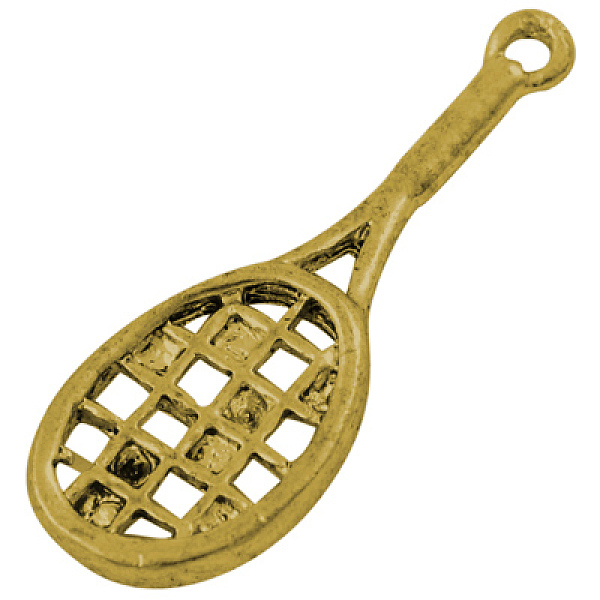 

PandaHall Alloy Finding Pendants, Sports Charms, Lead Free and Cadmium Free, Racket, Antique Golden, 29x10x2.5mm, Hole: 2mm Alloy Sports