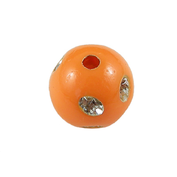 

PandaHall Opaque Acrylic Beads, Metal Enlaced, Round, Orange, 8mm, Hole: 2mm, about 2300pcs/500g Acrylic Round Orange